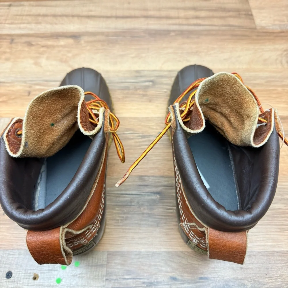 LL Bean  Women Size 9 Brown Leather Boots 6" Padded Collar Hunting Duck Boot - Picture 8 of 10